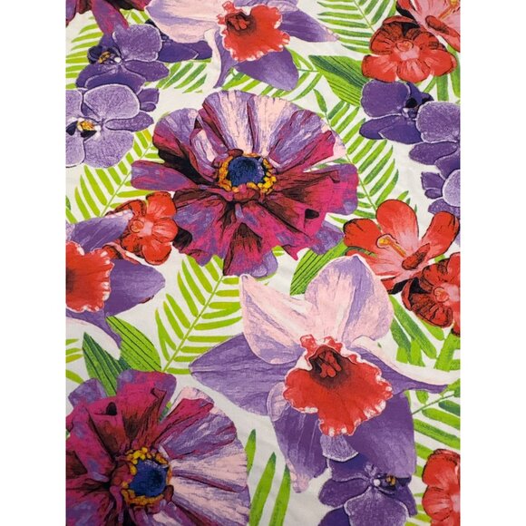 Lands End Rash Guard Floral Top Medium Petite 10-12 Long Sleeve Swimsuit Flowers - Picture 2 of 4